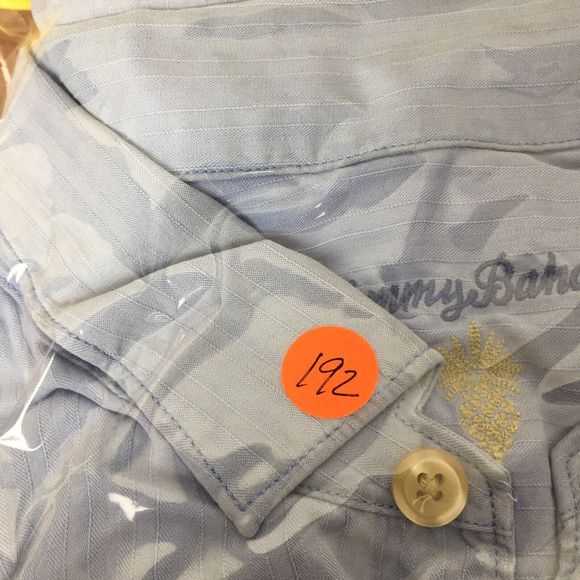 TOMMY BAHAMA Men's Solid Blue Short Sleeve 100% Silk One Pocket Shirt XXL 2XL - Picture 10 of 10